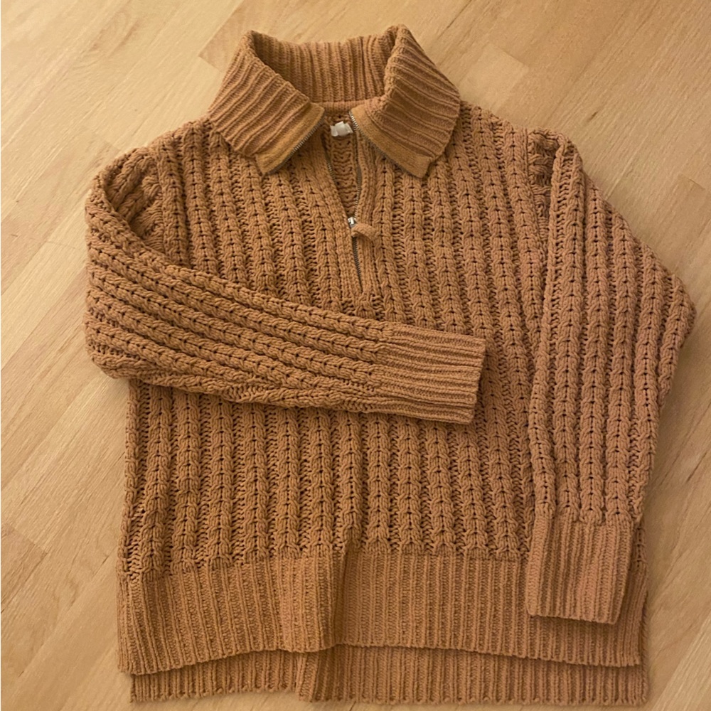 Aerie quarter zip cable knit sweater